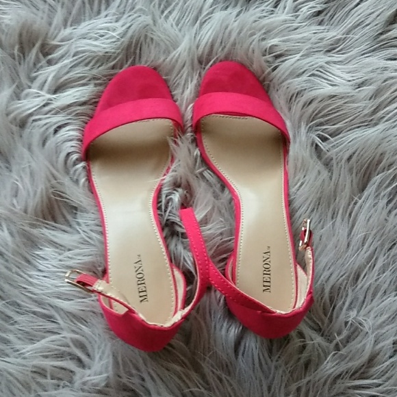 BOTH are $25:Red & black ankle strap open toe - Picture 2 of 6